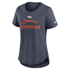Denver Broncos Women's Script Tri-Blend T-Shirt Navy