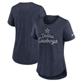 Dallas Cowboys Women's Script Tri-Blend T-Shirt Heather Navy
