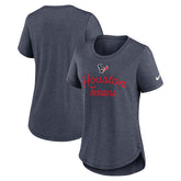 Houston Texans Women's Script Tri-Blend T-Shirt Navy