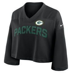 NFL Green Bay Packers Women's Primetime Cropped Mesh Dri-FIT Fashion Jersey - Black