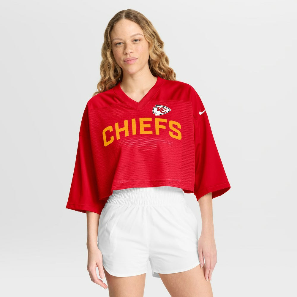 NFL Kansas City Chiefs Women's Primetime Cropped Mesh Dri-FIT Fashion Jersey - Red