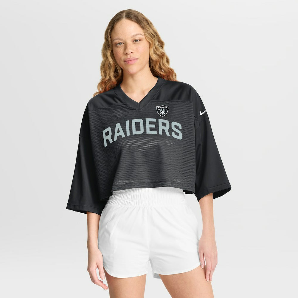 NFL Las Vegas Raiders Women's Primetime Cropped Mesh Dri-FIT Fashion Jersey - Black