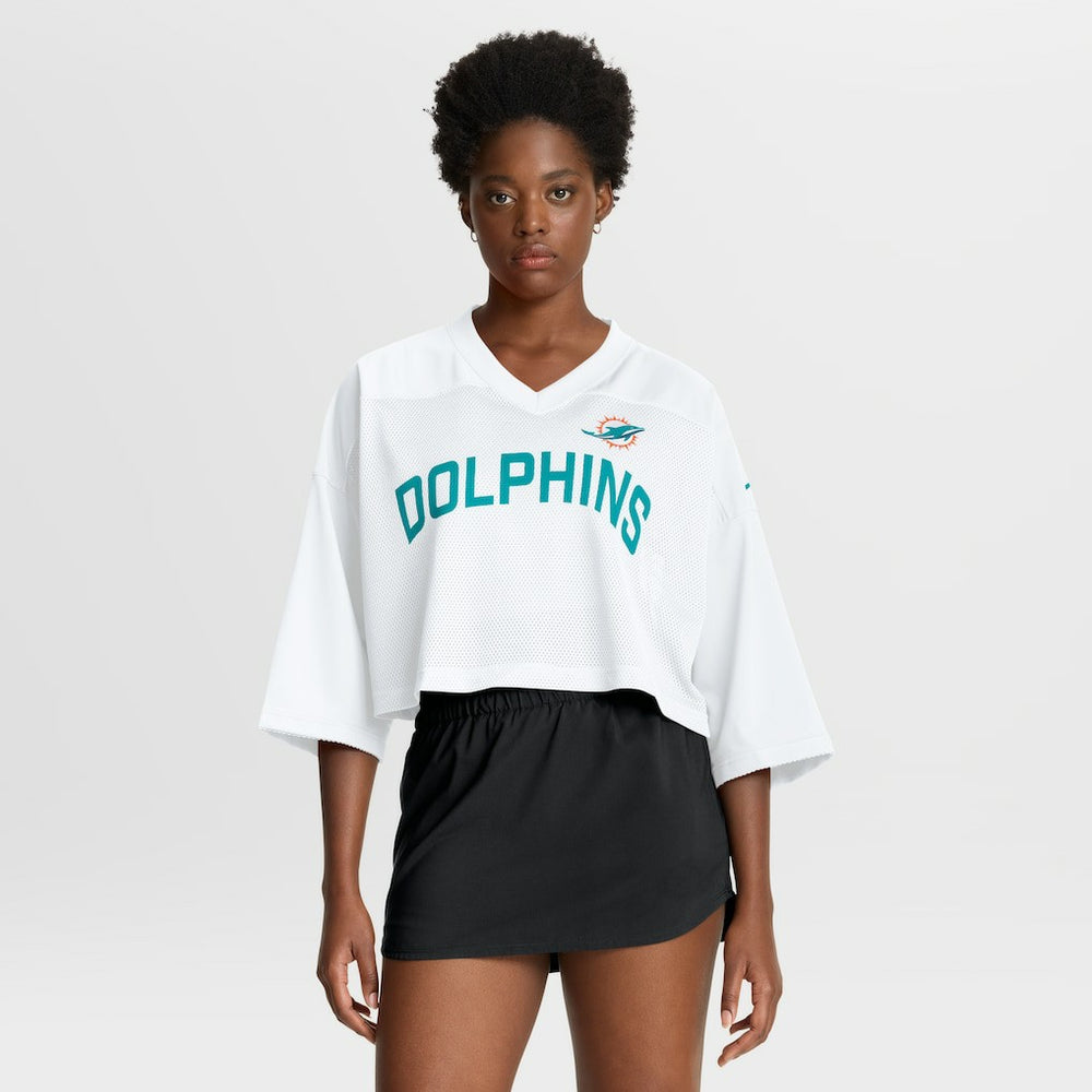 NFL Miami Dolphins Women's Primetime Cropped Mesh Dri-FIT Fashion Jersey - White