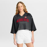 NFL San Francisco 49ers Women's Primetime Cropped Mesh Dri-FIT Fashion Jersey - Black