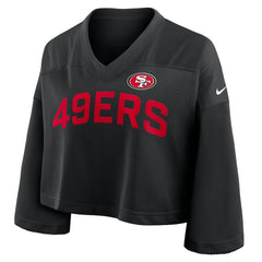 NFL San Francisco 49ers Women's Primetime Cropped Mesh Dri-FIT Fashion Jersey - Black
