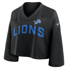 NFL Detroit Lions Women's Primetime Cropped Mesh Dri-FIT Fashion Jersey - Black
