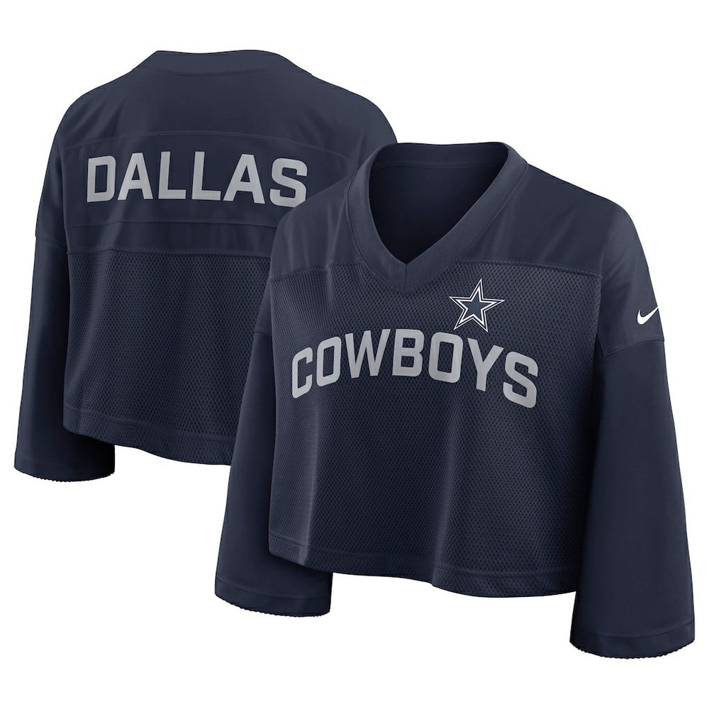 NFL Dallas Cowboys Women's Primetime Cropped Mesh Dri-FIT Fashion Jersey - Navy