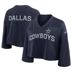 NFL Dallas Cowboys Women's Primetime Cropped Mesh Dri-FIT Fashion Jersey - Navy