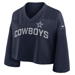 NFL Dallas Cowboys Women's Primetime Cropped Mesh Dri-FIT Fashion Jersey - Navy