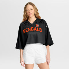 NFL Cincinnati Bengals Women's Primetime Cropped Mesh Dri-FIT Fashion Jersey - Black