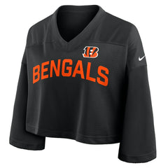 NFL Cincinnati Bengals Women's Primetime Cropped Mesh Dri-FIT Fashion Jersey - Black