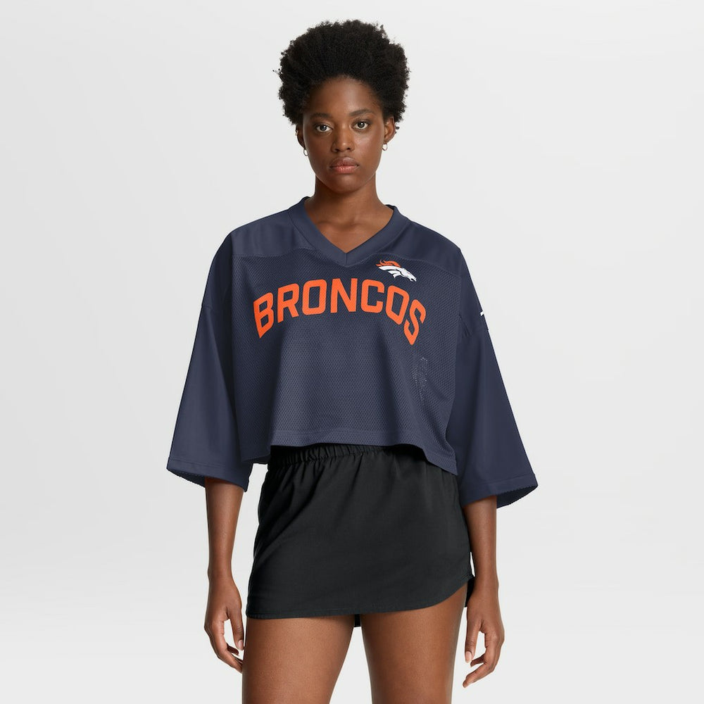 NFL Denver Broncos Women's Primetime Cropped Mesh Dri-FIT Fashion Jersey - Navy