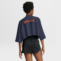 NFL Denver Broncos Women's Primetime Cropped Mesh Dri-FIT Fashion Jersey - Navy