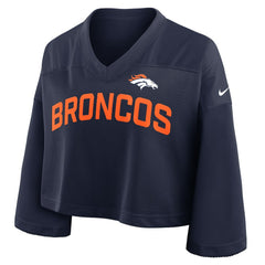 NFL Denver Broncos Women's Primetime Cropped Mesh Dri-FIT Fashion Jersey - Navy