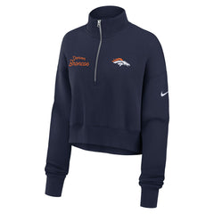 Denver Broncos Women's Primetime Phoenix Half-Zip Sweatshirt Navy