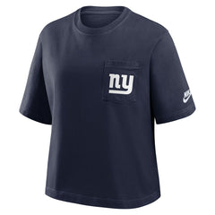New York Giants Women's Rewind Pocket Boxy T-Shirt Royal