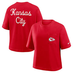 Kansas City Chiefs Women's Rewind Pocket Boxy T-Shirt Red