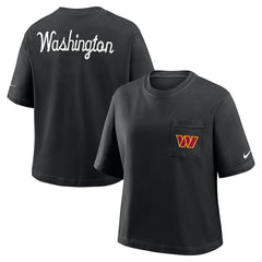Washington Commanders Women's Rewind Pocket Boxy T-Shirt Black