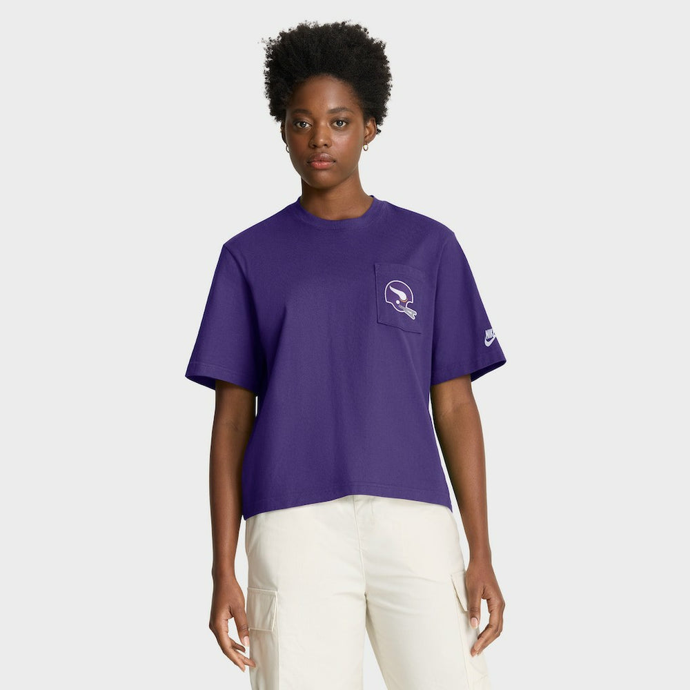 Minnesota Vikings Women's Rewind Pocket Boxy T-Shirt Purple