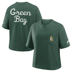 Green Bay Packers Women's Rewind Pocket Boxy T-Shirt Green