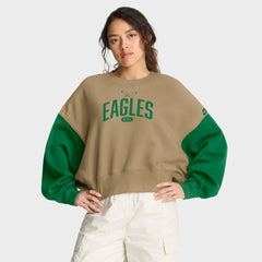 Philadelphia Eagles Women's Oversized Rewind Pullover Sweatshirt Tan