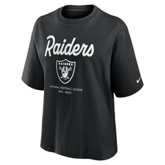 Las Vegas Raiders Women's Essential Script Relaxed Boxy T-Shirt Black