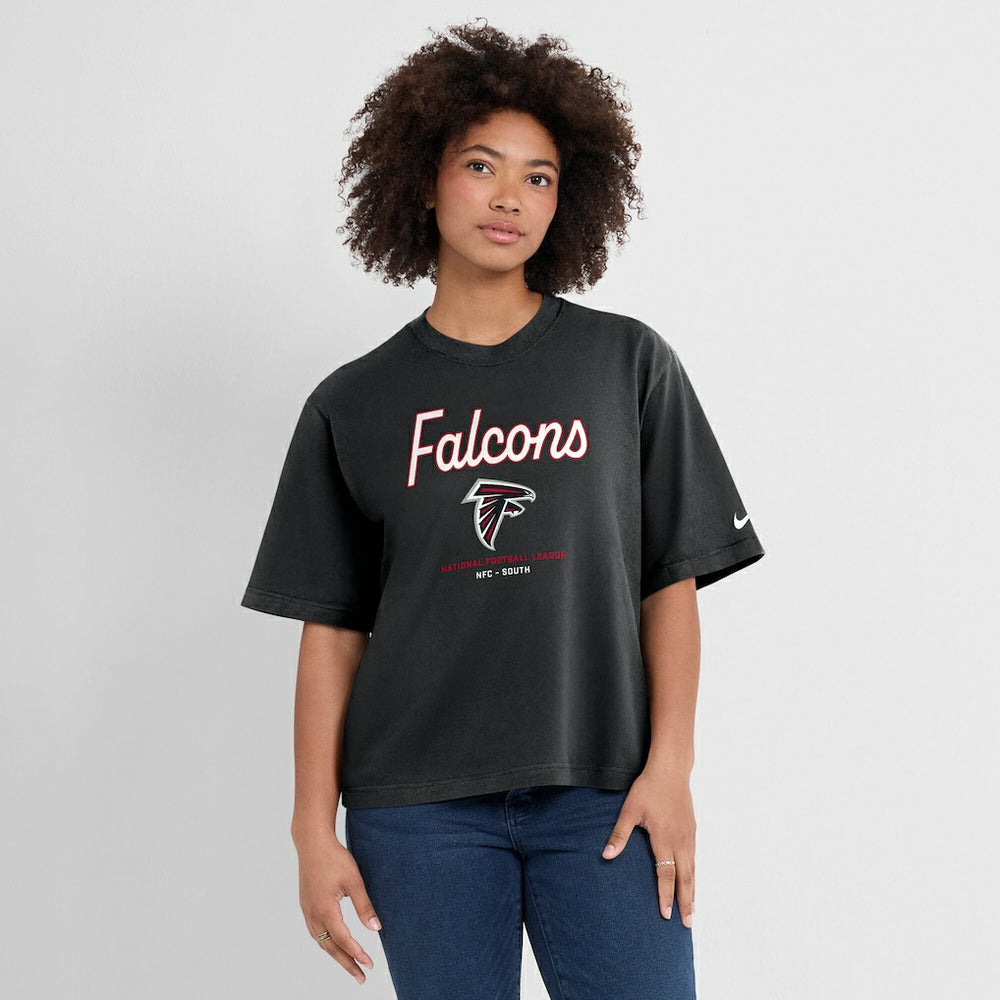 Atlanta Falcons Women's Essential Script Relaxed Boxy T-Shirt Black