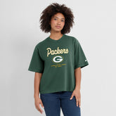 Green Bay Packers Women's Essential Script Relaxed Boxy T-Shirt Green