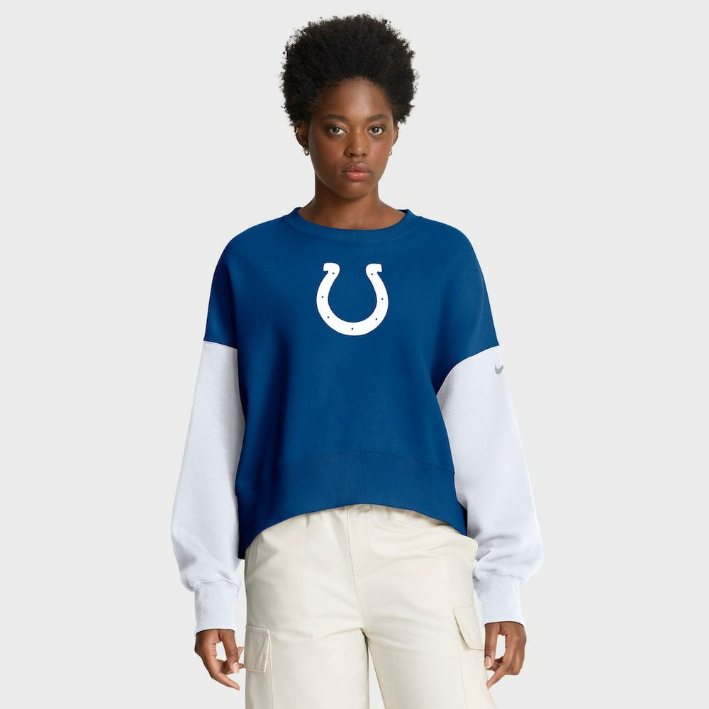 Indianapolis Colts Women's Oversized Color-Block Pullover Sweatshirt Royal