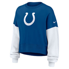 Indianapolis Colts Women's Oversized Color-Block Pullover Sweatshirt Royal