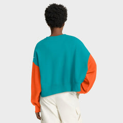 Miami Dolphins Women's Oversized Color-Block Pullover Sweatshirt Aqua
