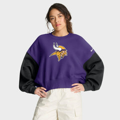 Minnesota Vikings Women's Oversized Color-Block Pullover Sweatshirt Purple