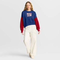 New York Giants Women's Oversized Color-Block Pullover Sweatshirt Royal