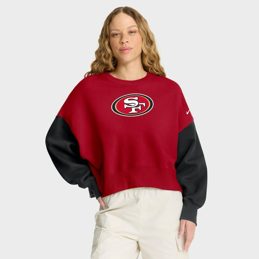 San Francisco 49ers Women's Oversized Color-Block Pullover Sweatshirt Scarlet