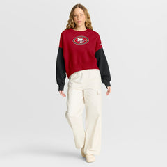 San Francisco 49ers Women's Oversized Color-Block Pullover Sweatshirt Scarlet