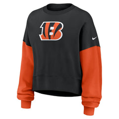Cincinnati Bengals Women's Oversized Color-Block Pullover Sweatshirt Black