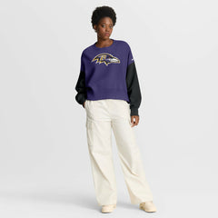 Baltimore Ravens Women's Oversized Color-Block Pullover Sweatshirt Purple