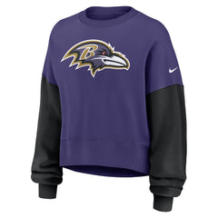 Baltimore Ravens Women's Oversized Color-Block Pullover Sweatshirt Purple