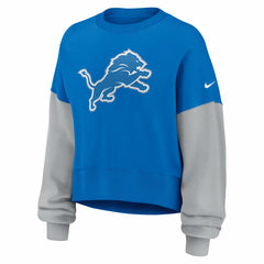 Detroit Lions Women's Oversized Color-Block Pullover Sweatshirt Blue