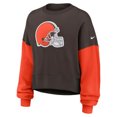 Cleveland Browns Women's Oversized Color-Block Pullover Sweatshirt Brown