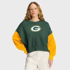 Green Bay Packers Women's Oversized Color-Block Pullover Sweatshirt Green