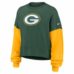 Green Bay Packers Women's Oversized Color-Block Pullover Sweatshirt Green