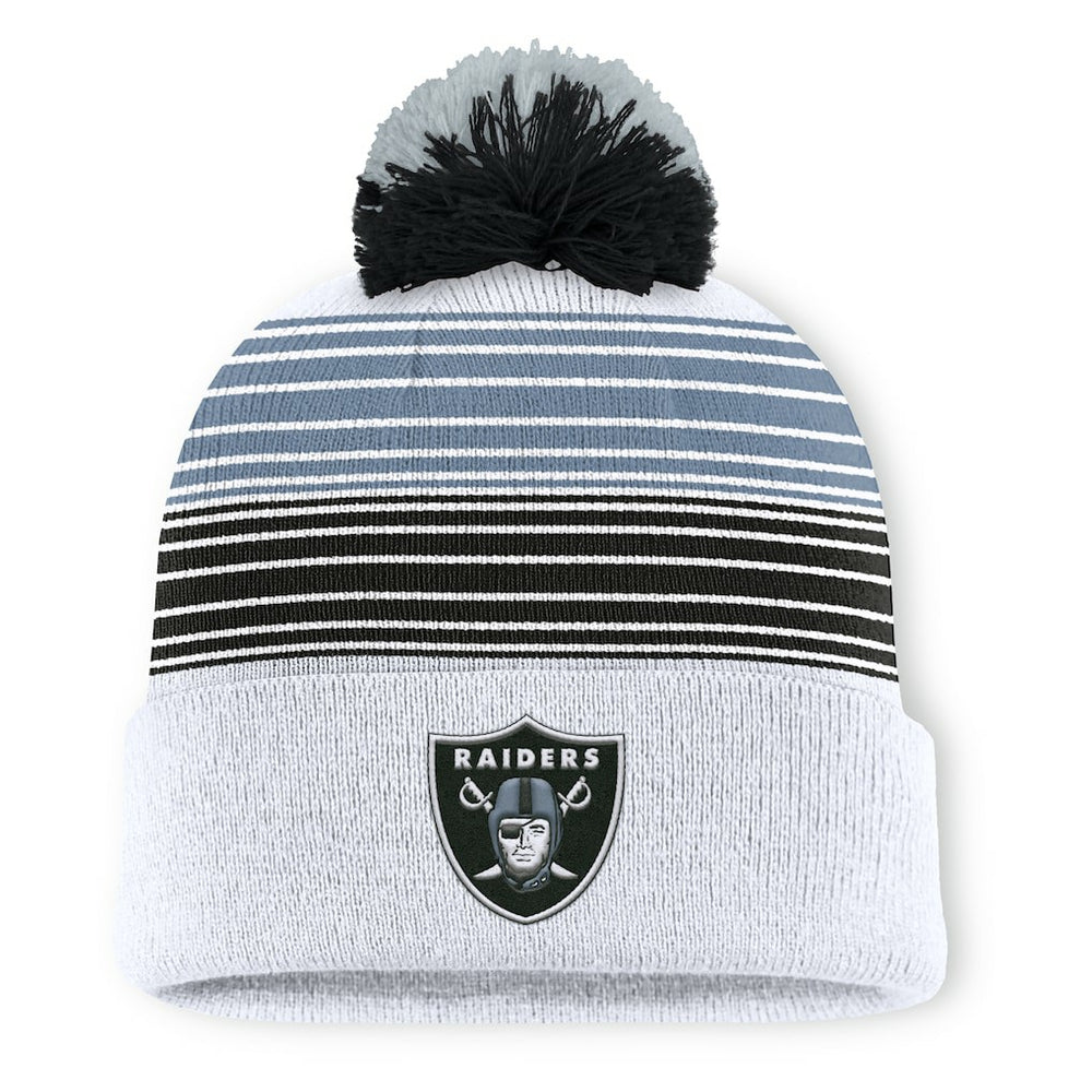 Las Vegas Raiders Ghost Cuffed Knit Hat with Pom White