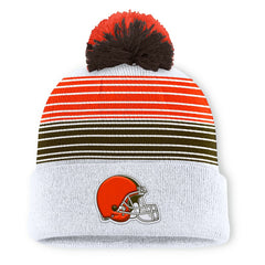 Cleveland Browns Ghost Cuffed Knit Hat with Pom White