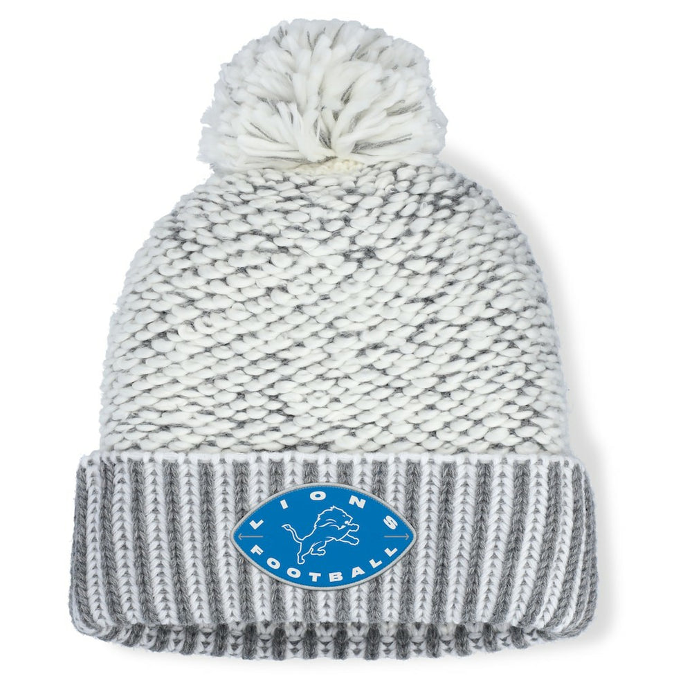 Detroit Lions Women's Pro Set Cuffed Knit Hat with Pom Heather Gray