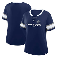 Dallas Cowboys Women's Redzone Draw Play Athena Lace-Up T-Shirt Navy