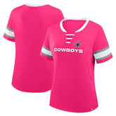 Dallas Cowboys Women's Redzone Draw Play Athena Lace-Up T-Shirt Pink