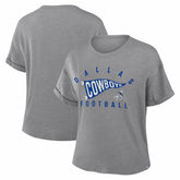 Dallas Cowboys Women's Pennant Wave Tribute Tri-Blend Boxy T-Shirt Heather Gray