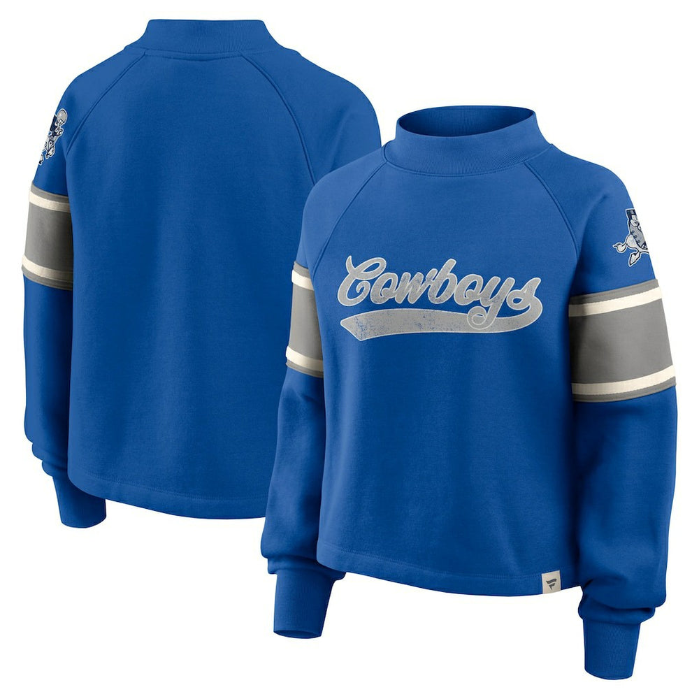 Dallas Cowboys Oversized Hometown Toss Sweep Mock Neck Pullover Royal