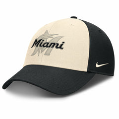 Miami Marlins Nike Statement Club Performance Adjustable Hat - Black/Natural Hats